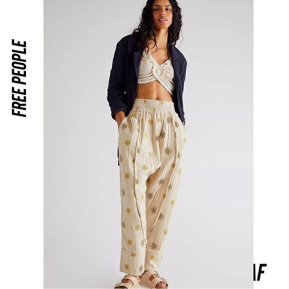 FREE PEOPLE BEACH ROCKER EMBELLISHED HAREM PANTS NWT LARGE - Picture 3 of 9